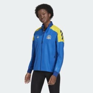 Adidas womens Boston Marathon 125th Celebration Jacket , Blue/Yelow
